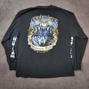 Sturgis Shirt Mens XL Black 2021 Motorcycle Rally Wolf Long Sleeve Gildan Cotton